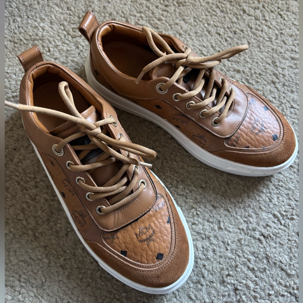 COPY - MCM Monogram skyward Platform Brown Leather Sneaker Sz 7.5/8 Women’s (EU…